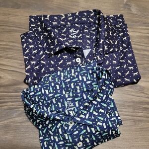 Rhoback Mens XL Shirt Bundle Lot Short Sleeve Polo Golf Preppy Bull/Dog Print